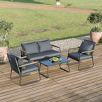 4 Seater PE Rattan Patio Conversation Garden Furniture Set