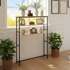 Garden Sanctuary 3-tier wood-grain narrow console table rack with three spacious shelves for stylish storage.