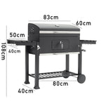 160CM Wide Barrel Charcoal Outdoor Grill with Side Shelves