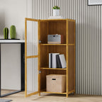3-Tier Narrow Bookcase Storage Cabinet with Acrylic Door