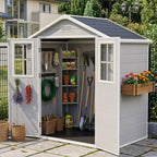 6 x 4 ft Plastic Garden Shed with Apex Roof & Lockable Double Doors