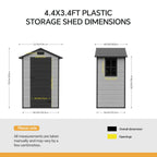 4.4 x 3.4 ft Plastic Garden Storage Shed with Apex Roof & Lockable Hinged Door