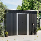 8 x 4 ft Metal Garden Storage Shed with Lockable Sliding Doors