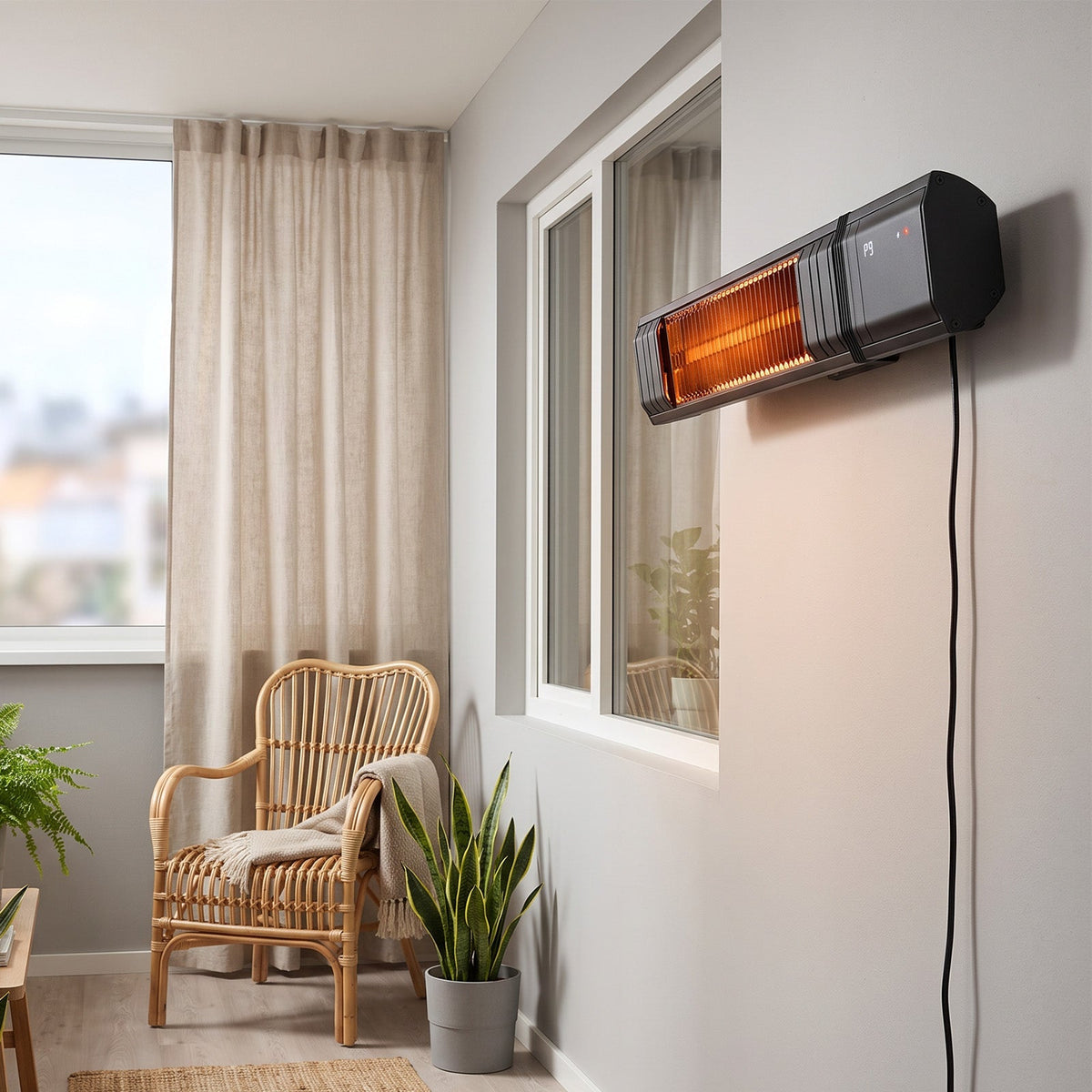 2000W Wall-Mounted Infrared Patio Heater with 9 Temperature Settings & 24H Timer