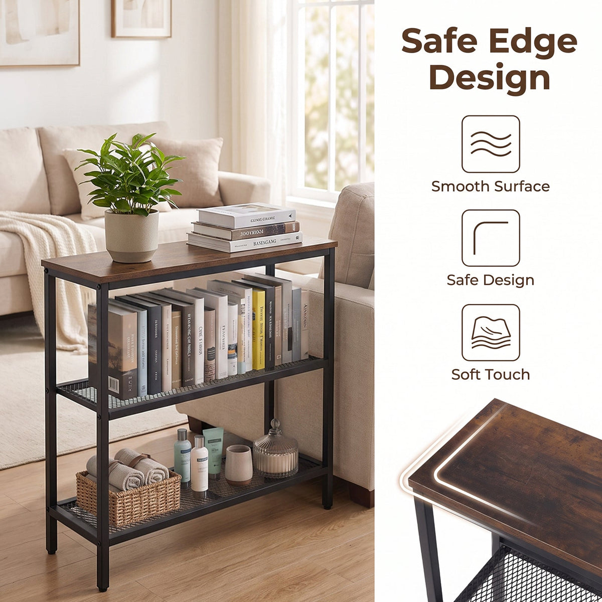 3-Tier Industrial Console Table