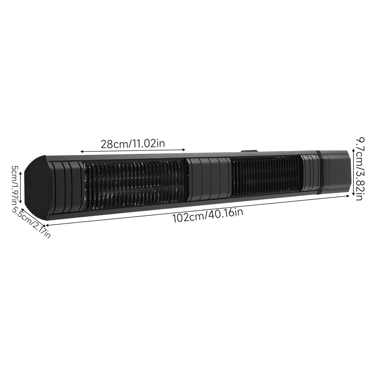 3000W Wall-Mounted Infrared Patio Heater with 9 Temperature Settings & 24H Timer