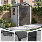 6 x 4 ft Plastic Garden Storage Shed with Apex Roof & Padlockable Double Doors