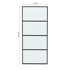 4 Lites Black Framed Transparent Glass Sliding Door without Sliding Hardware Kit