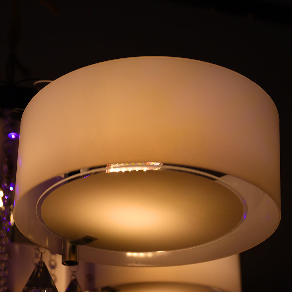 3/5 heads lights of Modern Round Acrylic LED Semi Flush Mount with Crystal Accent