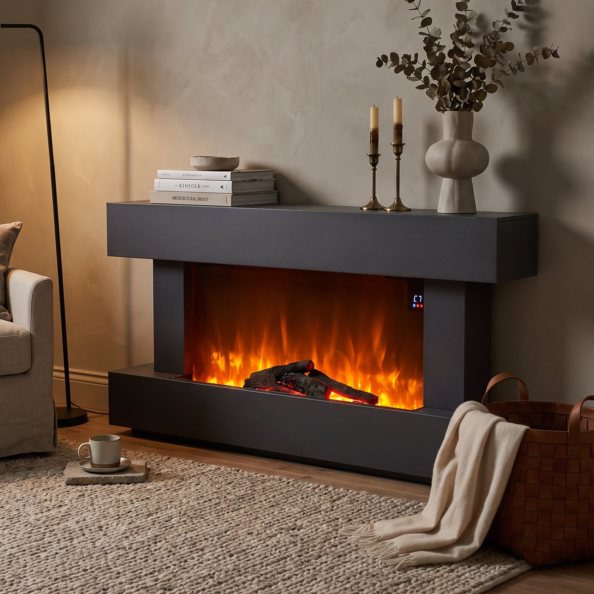 52 Inch Wall-Mounted & Freestanding Electric Fire with Remote Control