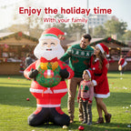 2.4M Lighted Christmas Inflatable Model Santa Holding Wreath Decoration