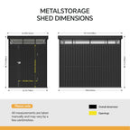 162cm Wide Metal Garden Storage Shed with Flat Roof & Lockable Door