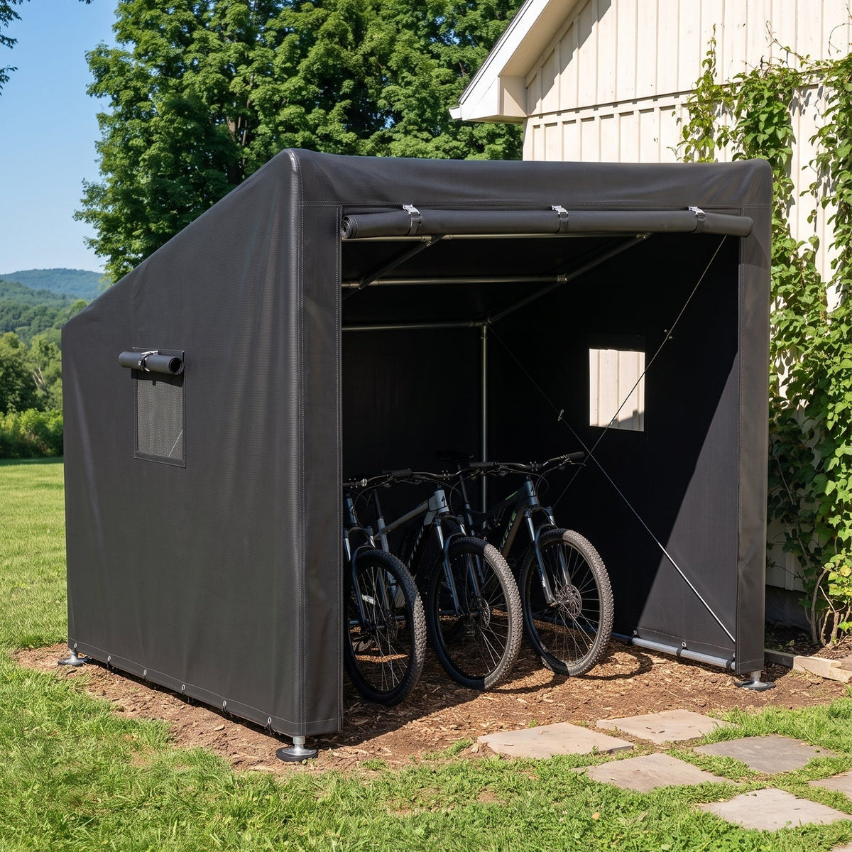 6 x 5 ft Outdoor Garden Storage Shelter Bike Tent with Roll-Up Zipper Door