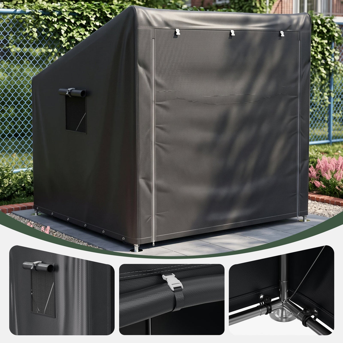 6 x 5 ft Outdoor Garden Storage Shelter Bike Tent with Roll-Up Zipper Door