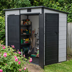 4 x 8 ft Plastic Garden Storage Shed with Pent Roof & Lockable Door