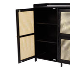 3-Door Rattan-Style Shoe Cabinet with Flip-Down Storage