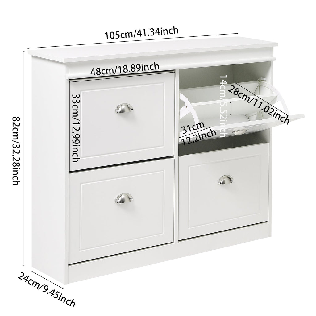 2-Tier Flip Down Shoe Bench Cabinet