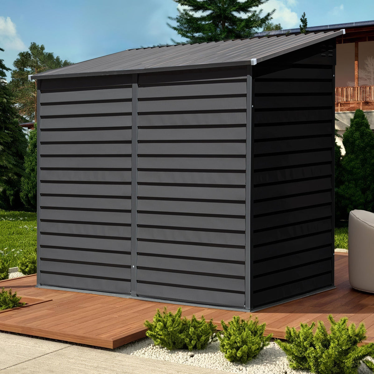 4.6x9 ft Wide Outdoor Lockable Steel Storage Shed