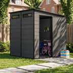 6 x 6 ft Plastic Garden Storage Shed with Pent Roof & Lockable Door
