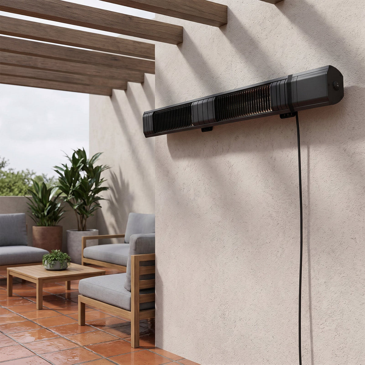 3000W Wall-Mounted Infrared Patio Heater with 9 Temperature Settings & 24H Timer
