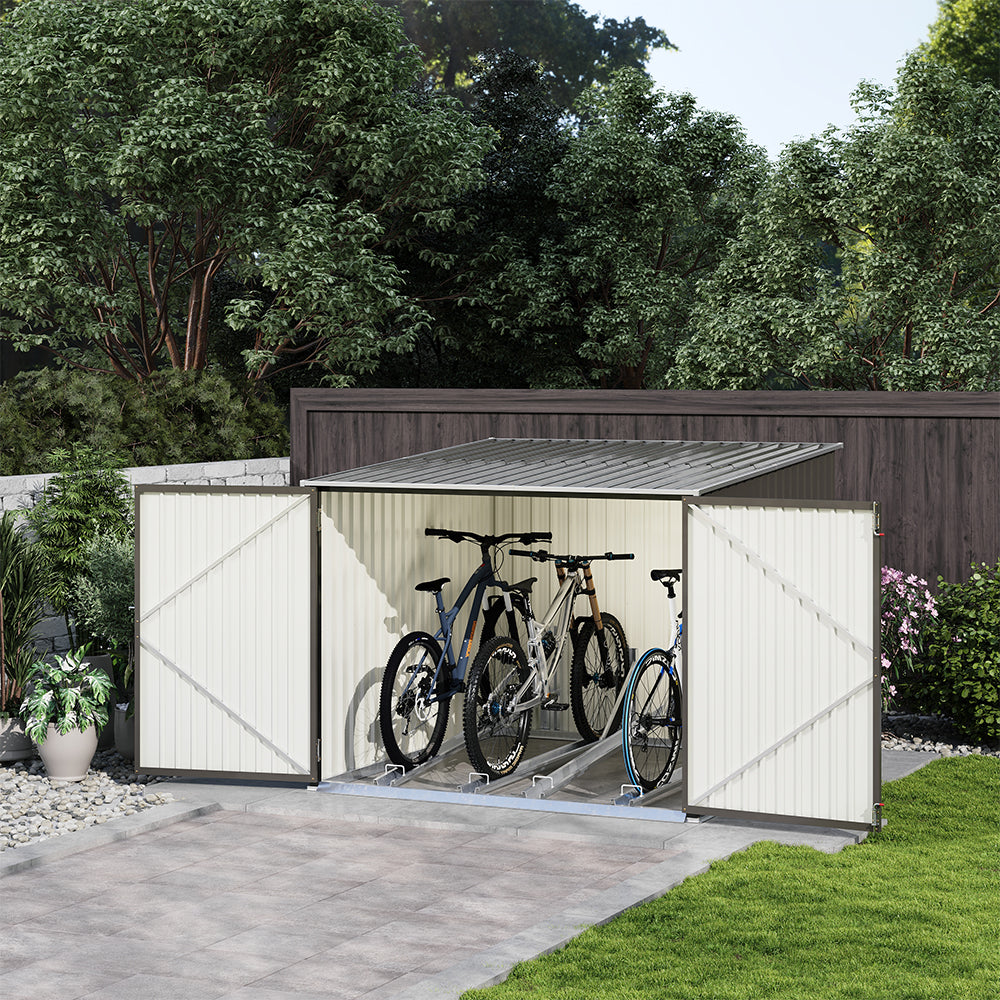 195CM Wide Steel Garden Shed For 4 Bicycles