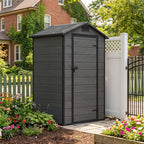 4.4 x 3.4 ft Plastic Garden Storage Shed with Apex Roof & Lockable Hinged Door