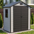 6 x 4 ft Plastic Garden Storage Shed with Apex Roof & Padlockable Double Doors
