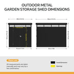 2 x 2.6m Metal Garden Storage Shed with Flat Roof & Lockable Double Doors
