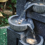 4-Tierd Garden Cascading Water Fountain Bowls Pots Decorated