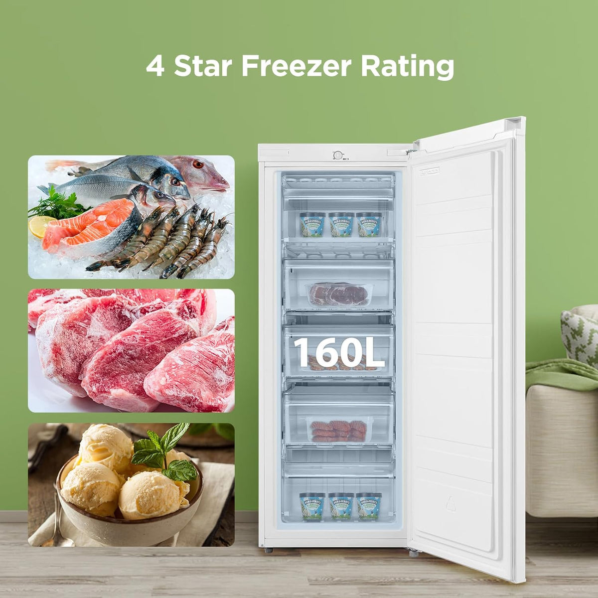 160 Litre Freestanding Upright Freezer