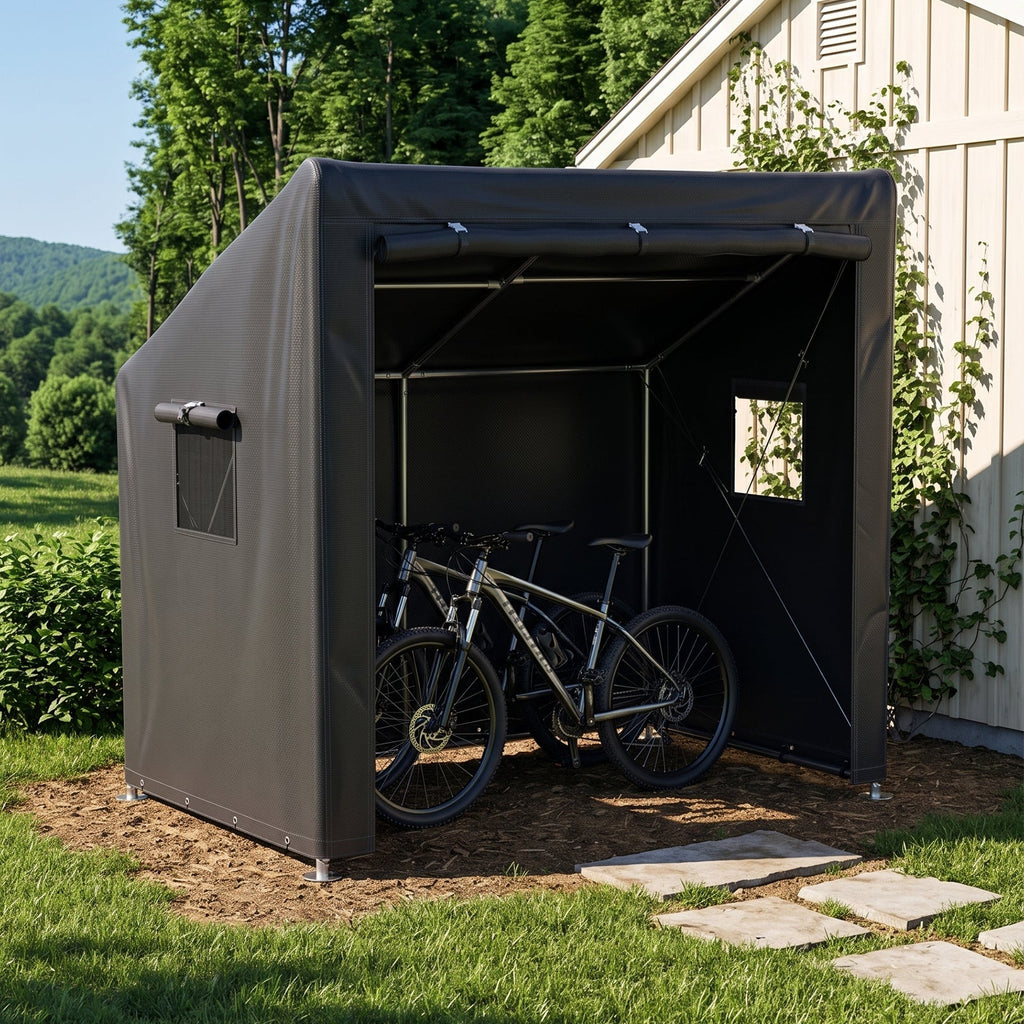 6 x 4 ft Outdoor Garden Storage Shelter Bike Tent with Roll-Up Zipper Door