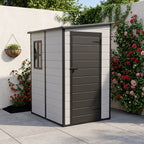 4 x 5 ft Plastic Garden Storage Shed with Pent Roof & Lockable Door
