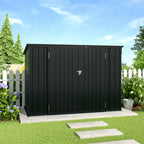 200CM Wide Outdoor Metal Garbage Storage Shed with Hinged Lid