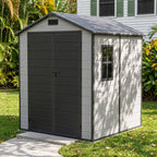 6 x 6 ft Plastic Garden Storage Shed with Apex Roof & Double Doors