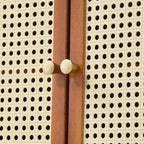 111CM H Modern Shoe Storage Cabinet with Rattan-Effect Doors