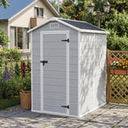 4 x 6 ft Plastic Garden Storage Shed with Apex Roof & Lockable Door