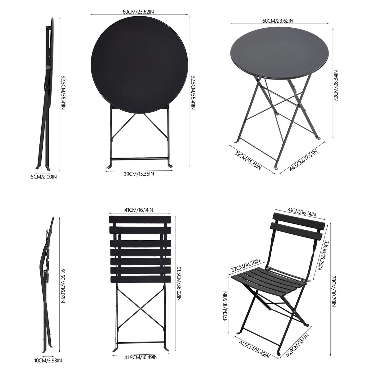 3-Piece Outdoor Folding Bistro Set
