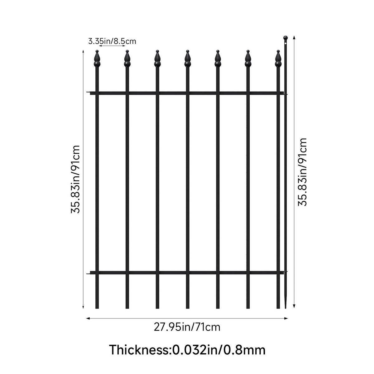 5-Panel Decorative Metal Garden Fence Set