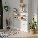 Garden Sanctuary 3-Tier Wood-Grain Narrow Console Table rack with sleek design and multiple storage levels.