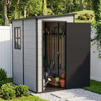 4 x 5 ft Plastic Garden Storage Shed with Pent Roof & Lockable Door