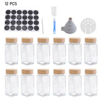 12Pcs / 24Pcs Glass Spice Jars with Bamboo Lids
