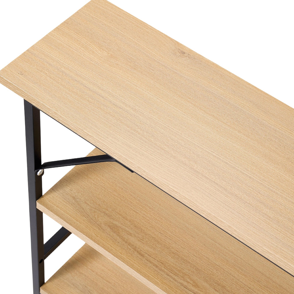 Garden Sanctuary 3-tier wood-grain narrow console table rack with sleek design and sturdy wooden shelves.