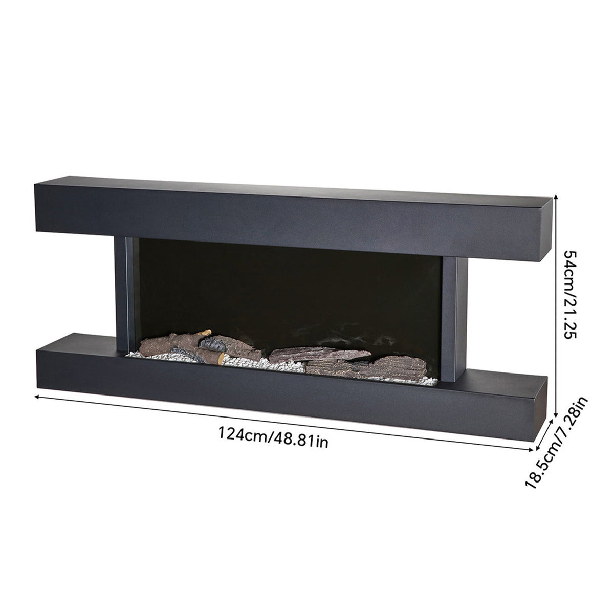 52 Inch Iron Frame Electric Fireplace Suite with WiFi App and Remote Control