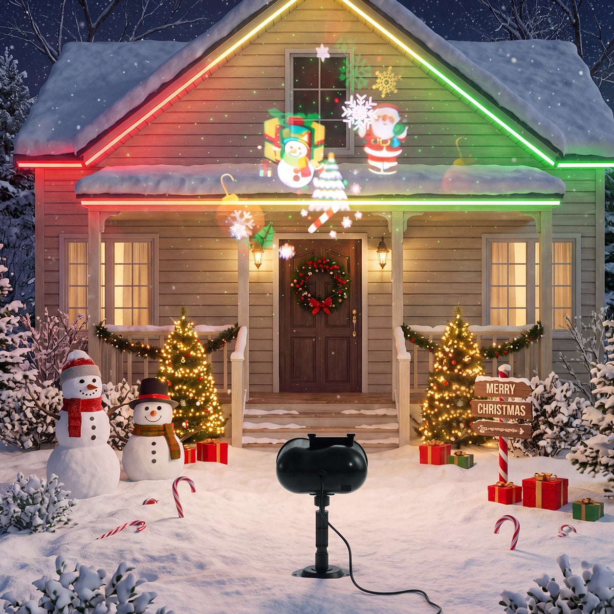 16W 10-LED Projector Light with Laser Star Effect & 10 Interchangeable Festive Slides