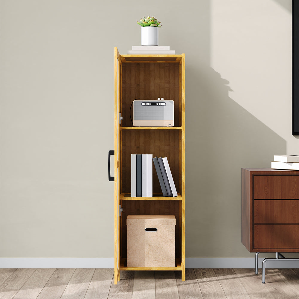 3-Tier Narrow Bookcase Storage Cabinet with Acrylic Door