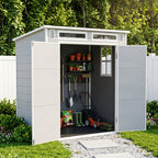 6 x 4 ft Plastic Garden Storage Shed with Pent Roof & Lockable Double Doors