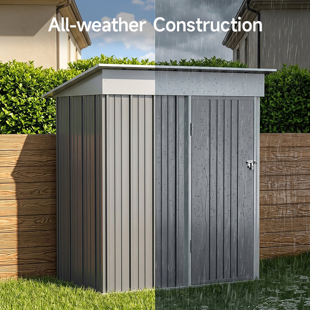 5 x 3 ft Metal Garden Storage Shed with Pent Roof & Lockable Door