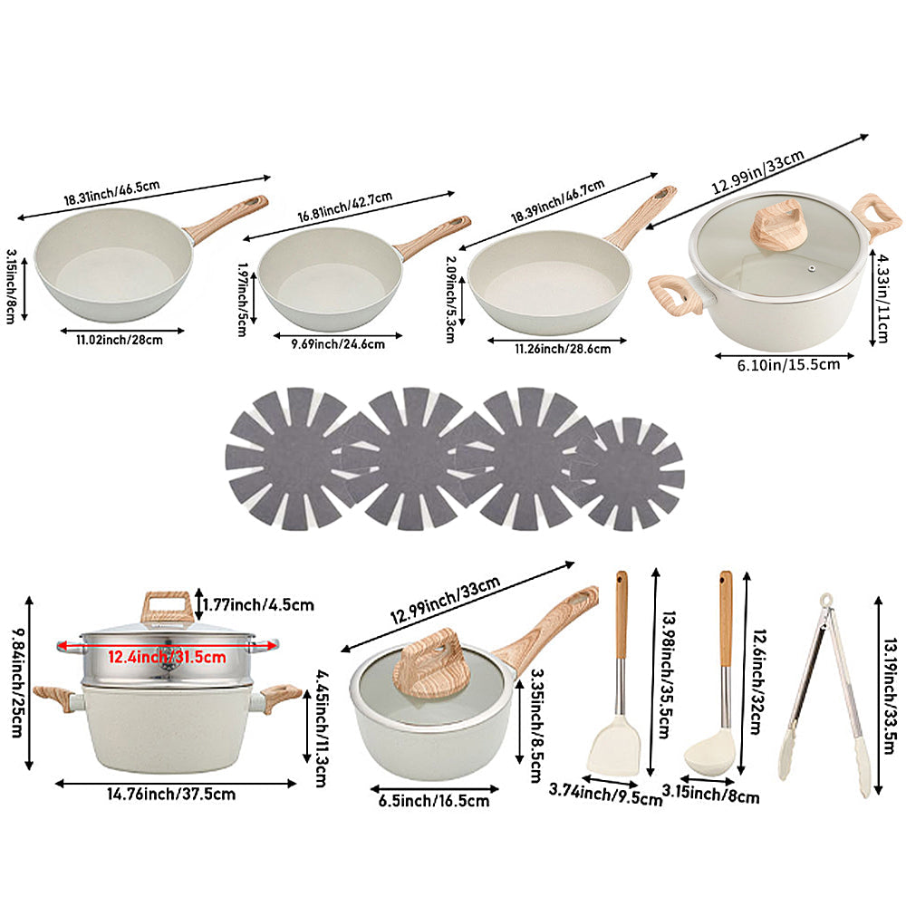 17Pcs Nonstick Cookware Set
