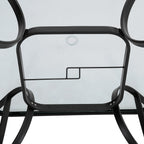 105CM Wide Square Glass-Top Outdoor Dining Table with Parasol Hole