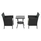 3-Piece PE Rattan Wicker Garden Furniture Bistro Set